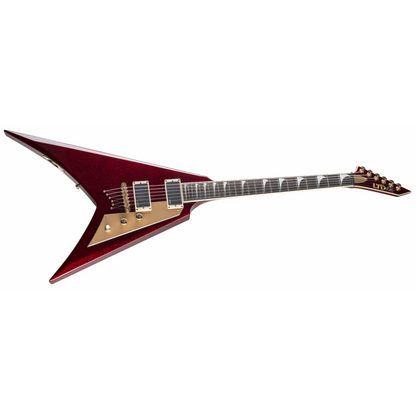 ESP LTD Kirk Hammett KH-V Red Sparkle Electric Guitar with Gold Hardware and EMG Pickups