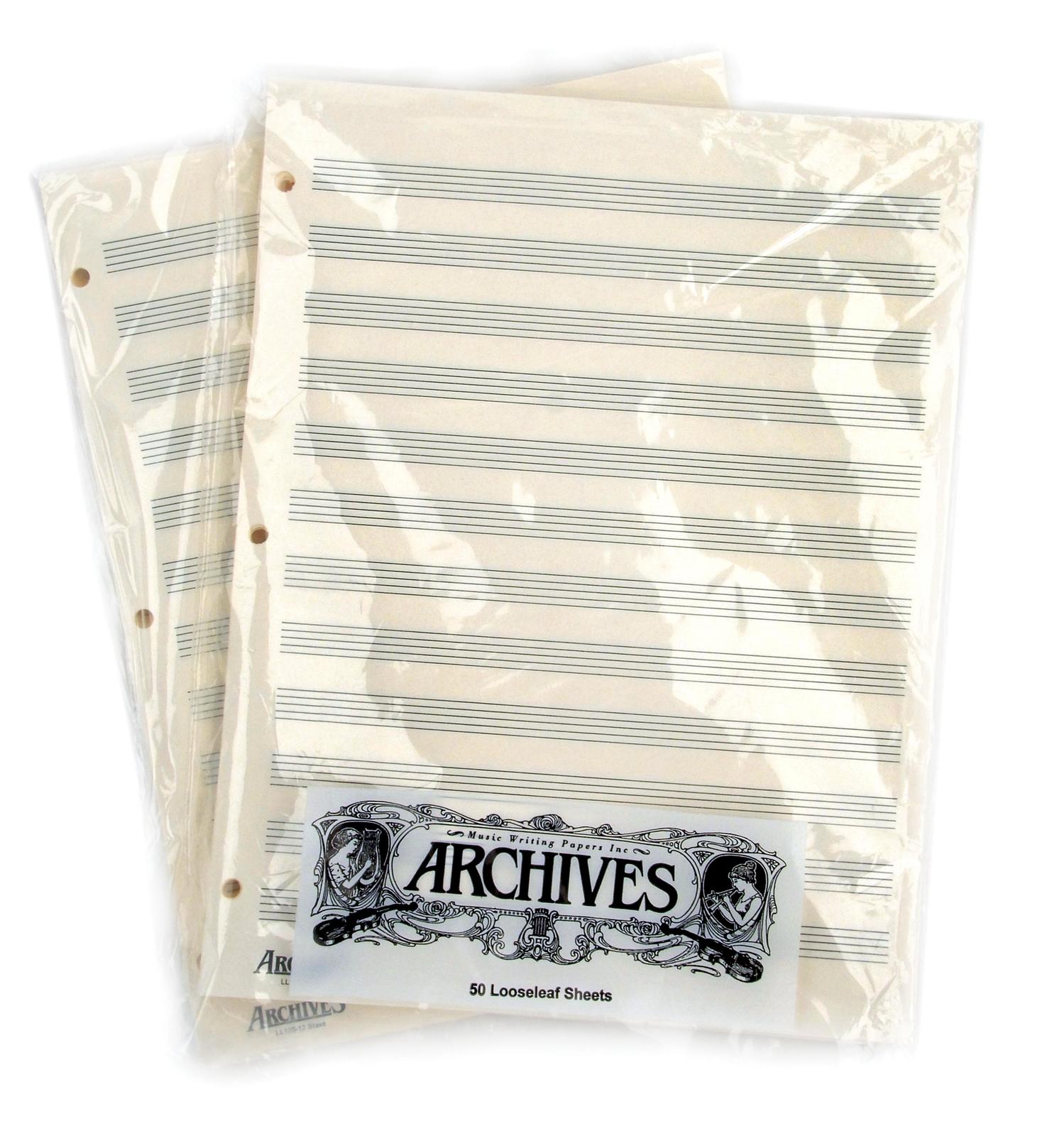 Archives Looseleaf Manuscript Paper, 12 Stave, 50 Pages Book