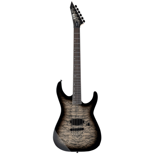 LTD M-1001NT Electric Guitar in Charcoal Burst with Quilted Maple Top and Macassar Ebony Fingerboard