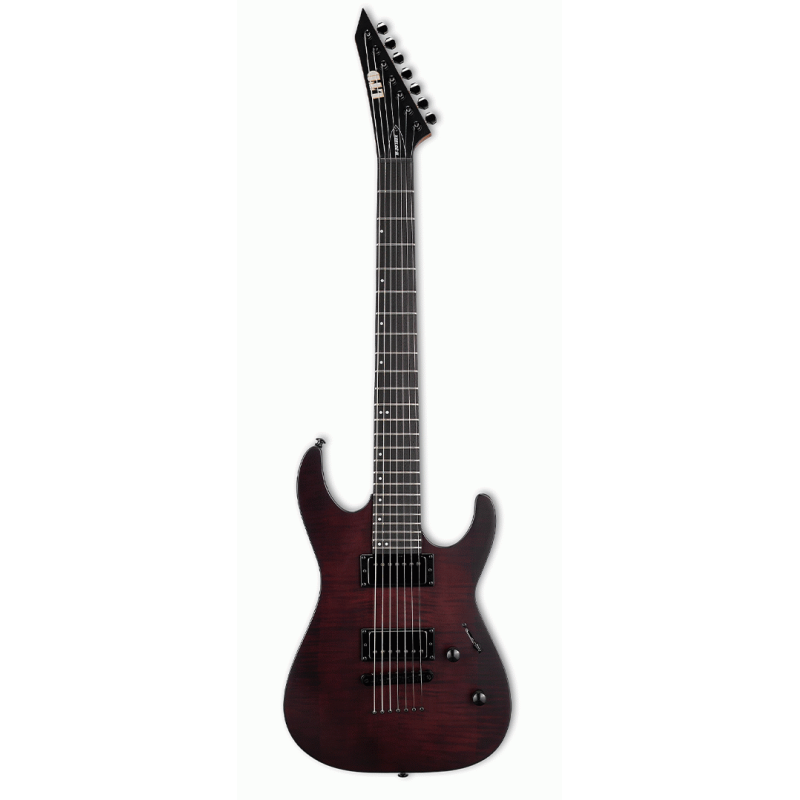 ESP LTD M-207DX Baritone Electric Guitar 27" scale roasted maple neck flamed maple top ESP LH-150 pickups