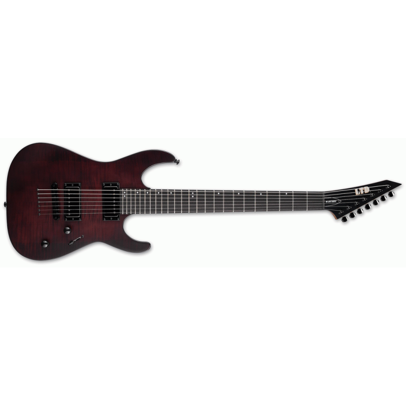 ESP LTD M-207DX Baritone Electric Guitar 27" scale roasted maple neck flamed maple top ESP LH-150 pickups — view 4