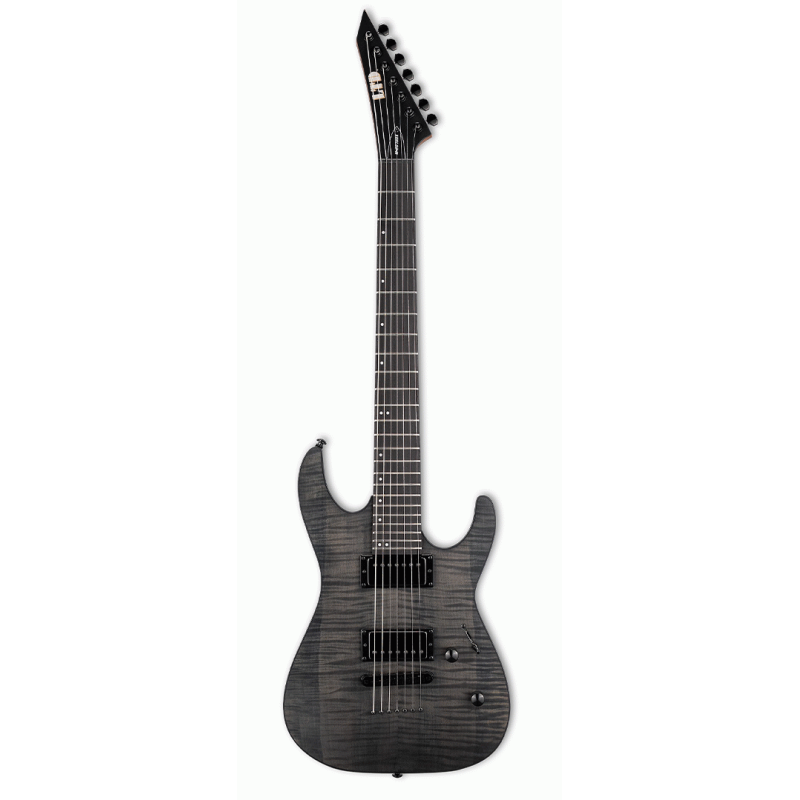 ESP LTD M-207DX Baritone 27" scale roasted maple neck flamed maple top LH-150 pickups satin black