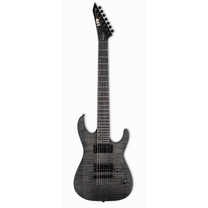 ESP LTD M-207DX Baritone 27" scale roasted maple neck flamed maple top LH-150 pickups satin black