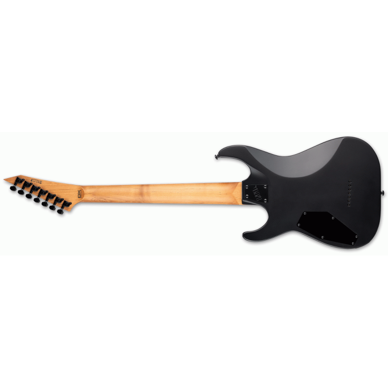ESP LTD M-207DX Baritone 27" scale roasted maple neck flamed maple top LH-150 pickups satin black — view 2