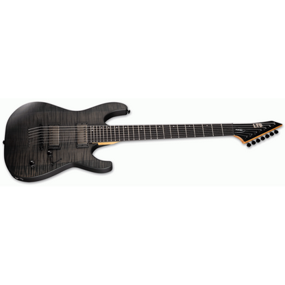 ESP LTD M-207DX Baritone 27" scale roasted maple neck flamed maple top LH-150 pickups satin black — view 3