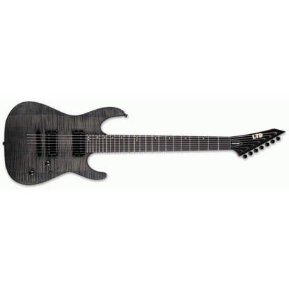 ESP LTD M-207DX Baritone 27" scale roasted maple neck flamed maple top LH-150 pickups satin black — view 4