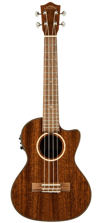 Lanikai Mahogany Series All Solid Tenor AC/EL Ukulele with Fishman Preamp and Foam Case