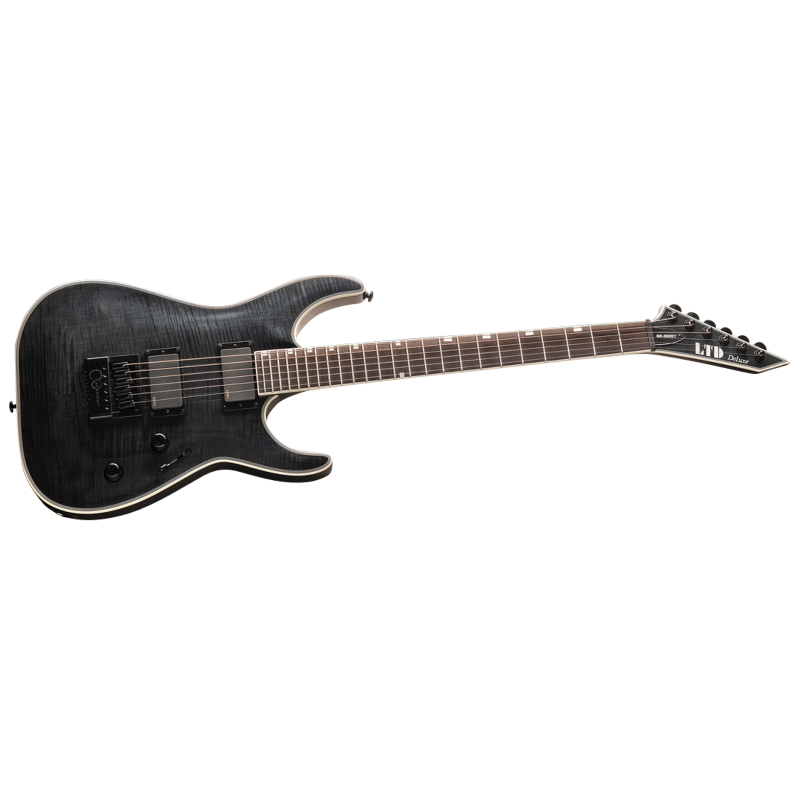 LTD MH-1000ET EverTune Guitar with Flamed Maple Top, See Thru Black Finish, EMG Pickups, Ebony Fingerboard, and Grover Tuners — view 3