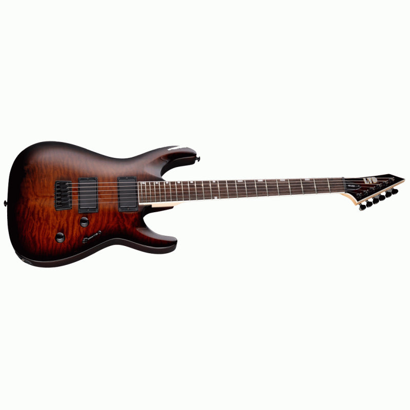 ESP LTD MH-200QM HT Dark Brown Sunburst Guitar — view 3