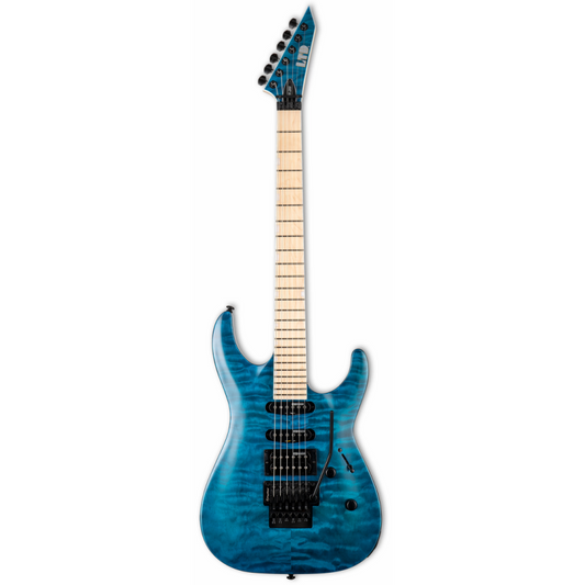 LTD MH-203QM STB Electric Guitar with Quilted Maple Top in See Thru Blue Finish