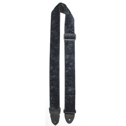 Guitar Strap - 2 Inch Black Crushed Velvet Vinyl Backed LM