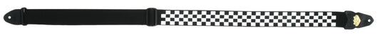 LM - 2 Inch Poly Guitar Strap, Black With White And Black Checker Design *NEW*