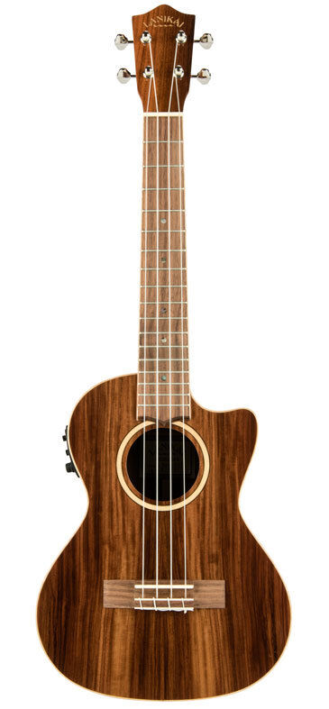 Lanikai Morado Series All Solid Tenor AC/EL Ukulele with Fishman Kula Preamp and Tuner, Natural Gloss Finish, Foam Case