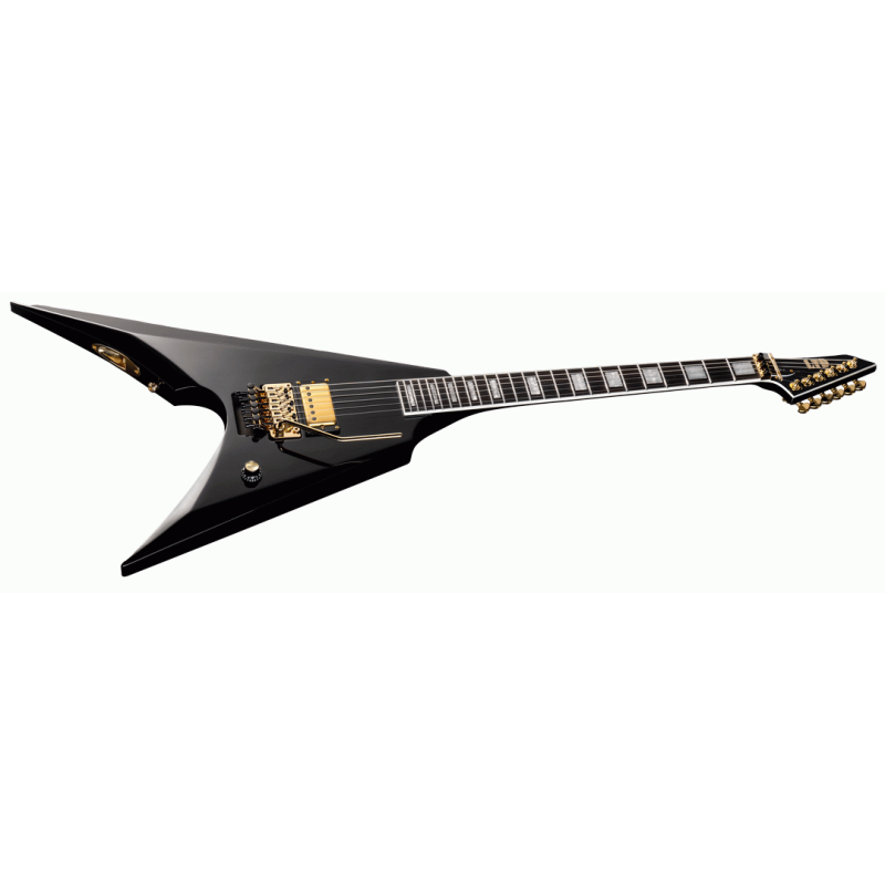 ESP LTD MSV-1 Black Gloss Electric Guitar with Gold Hardware and Hardshell Case — view 3