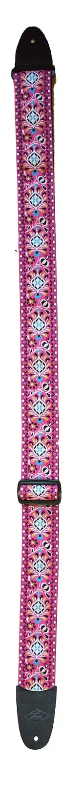 Lm Products 2 Inch Guitar Strap Pink/White Tapestry - Pattern Series