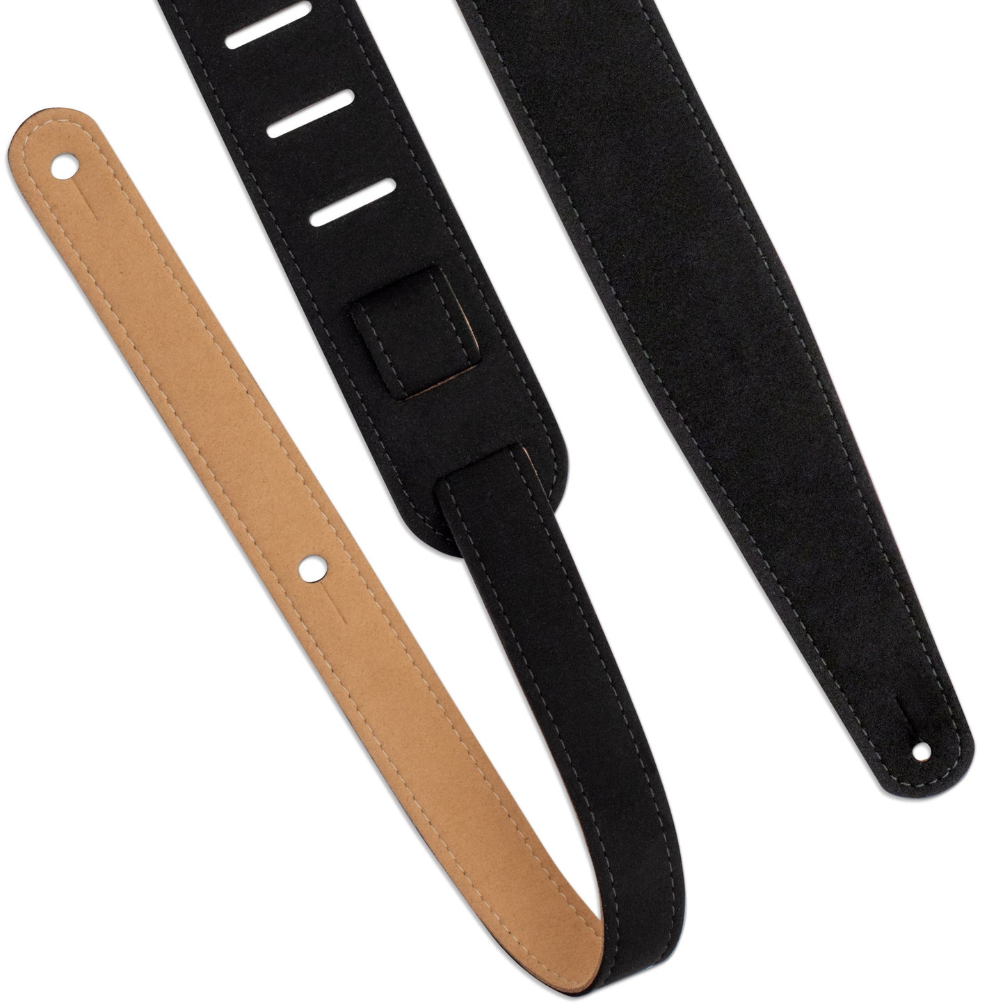 Synthetic Suede Vegan Guitar Strap - Black
