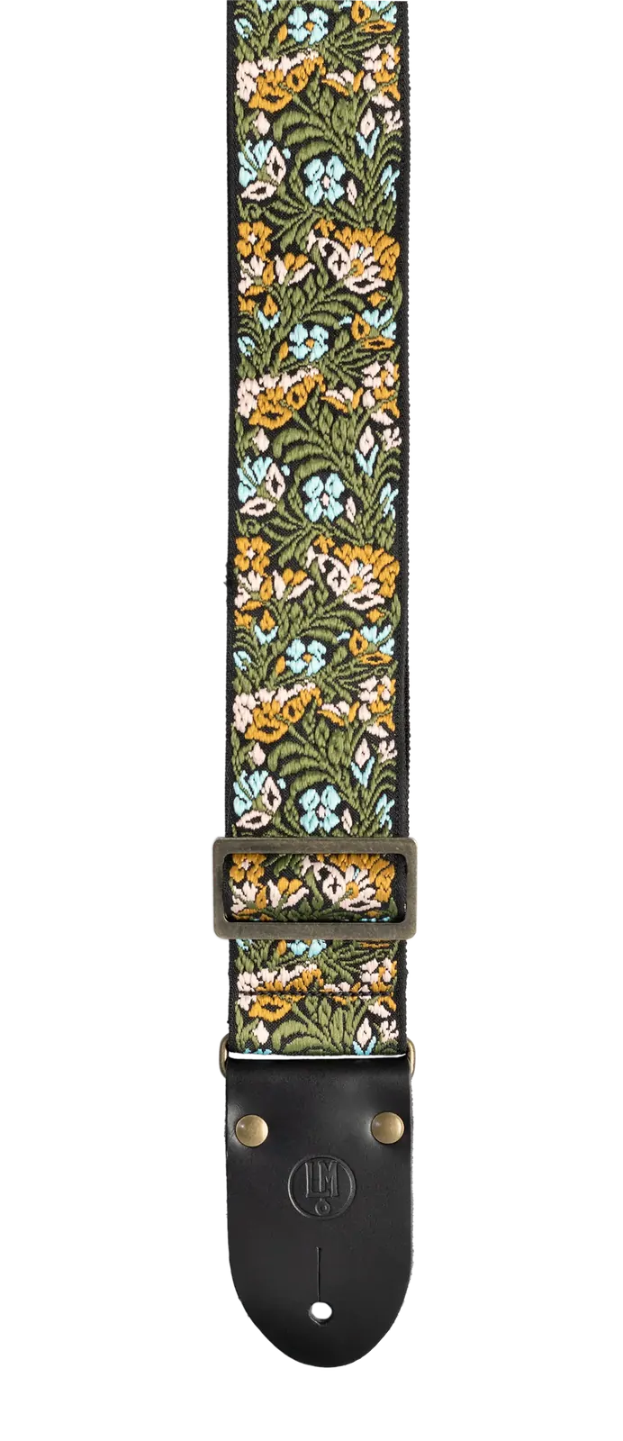 LM 2" Flower Power Jacquard Cotton Guitar Strap with Leather Ends — view 2