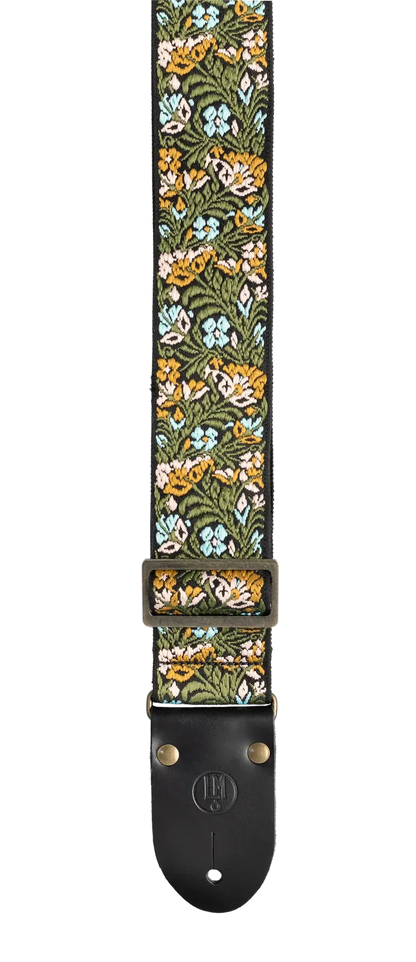 LM 2" Flower Power Jacquard Cotton Guitar Strap with Leather Ends — view 2