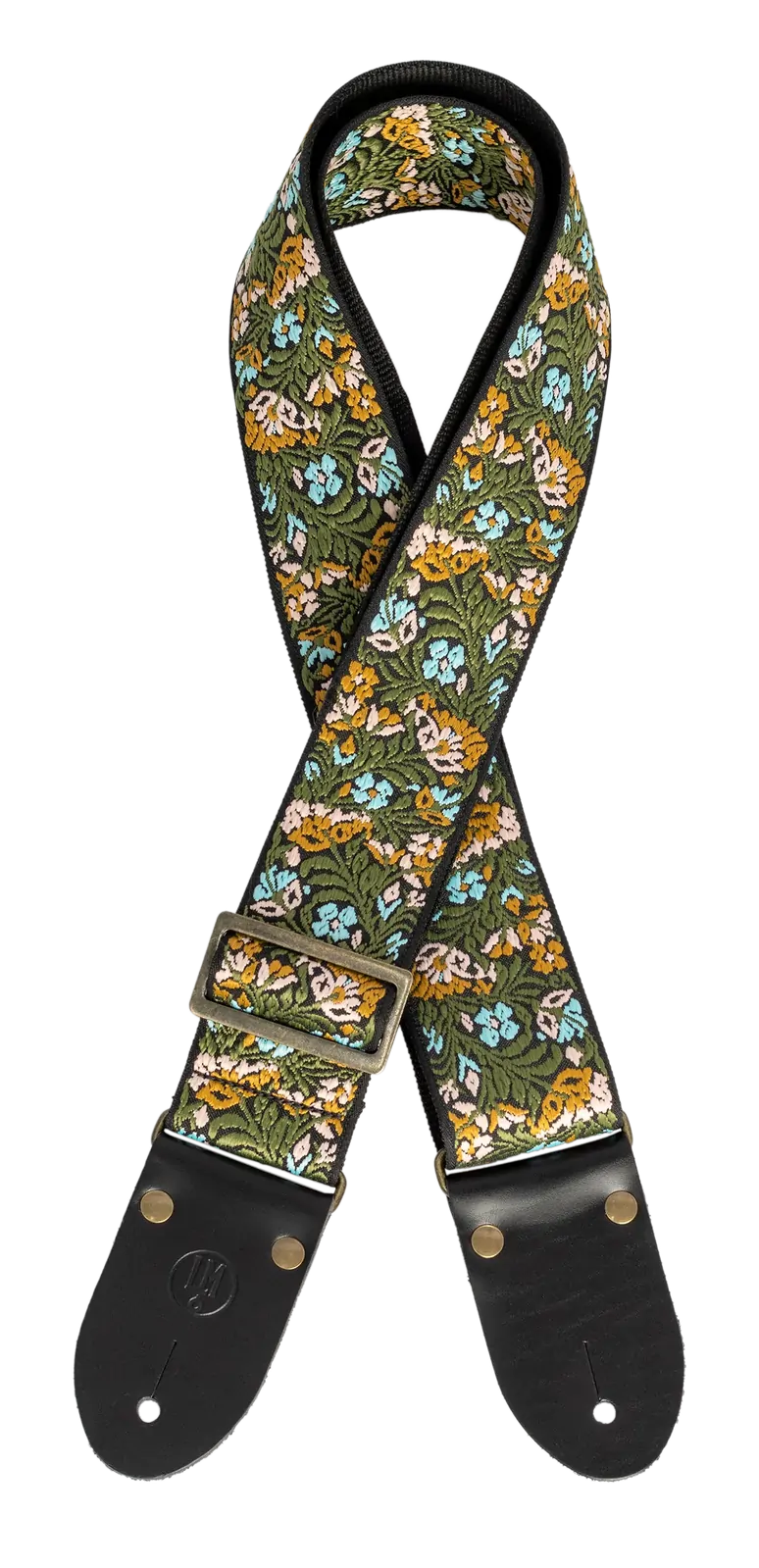 LM 2" Flower Power Jacquard Cotton Guitar Strap with Leather Ends
