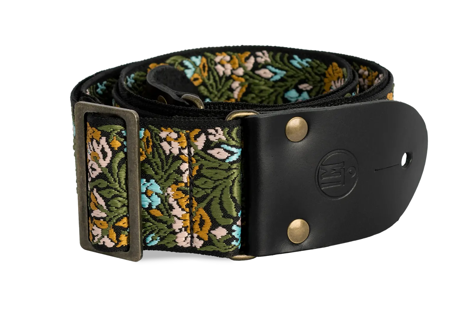 LM 2" Flower Power Jacquard Cotton Guitar Strap with Leather Ends — view 5