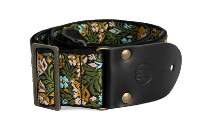 LM 2" Flower Power Jacquard Cotton Guitar Strap with Leather Ends — view 5