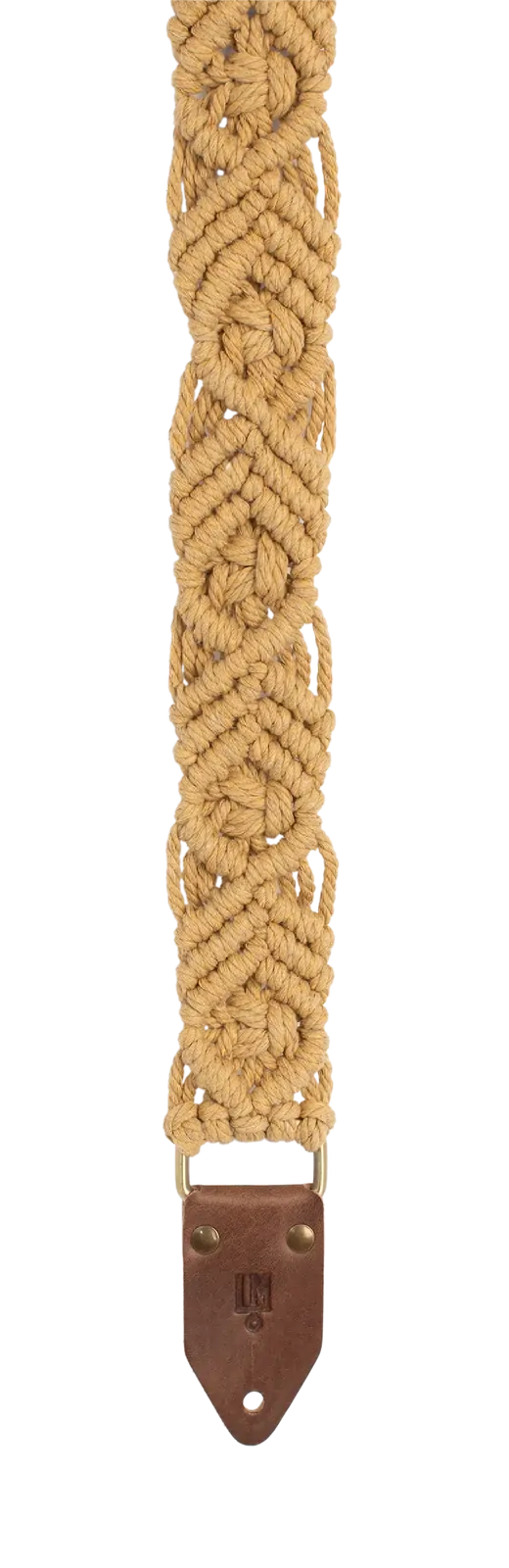 LM 2" Beige Cotton Macrame Guitar Strap with Leather Ends — view 2