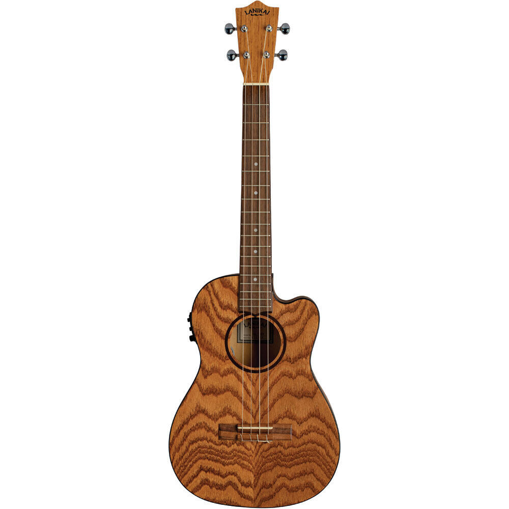 Lanikai Oak Series Baritone AC/EL Ukulele with Fishman Kula Preamp and Tuner, Natural Satin Finish, Includes Padded Gig Bag