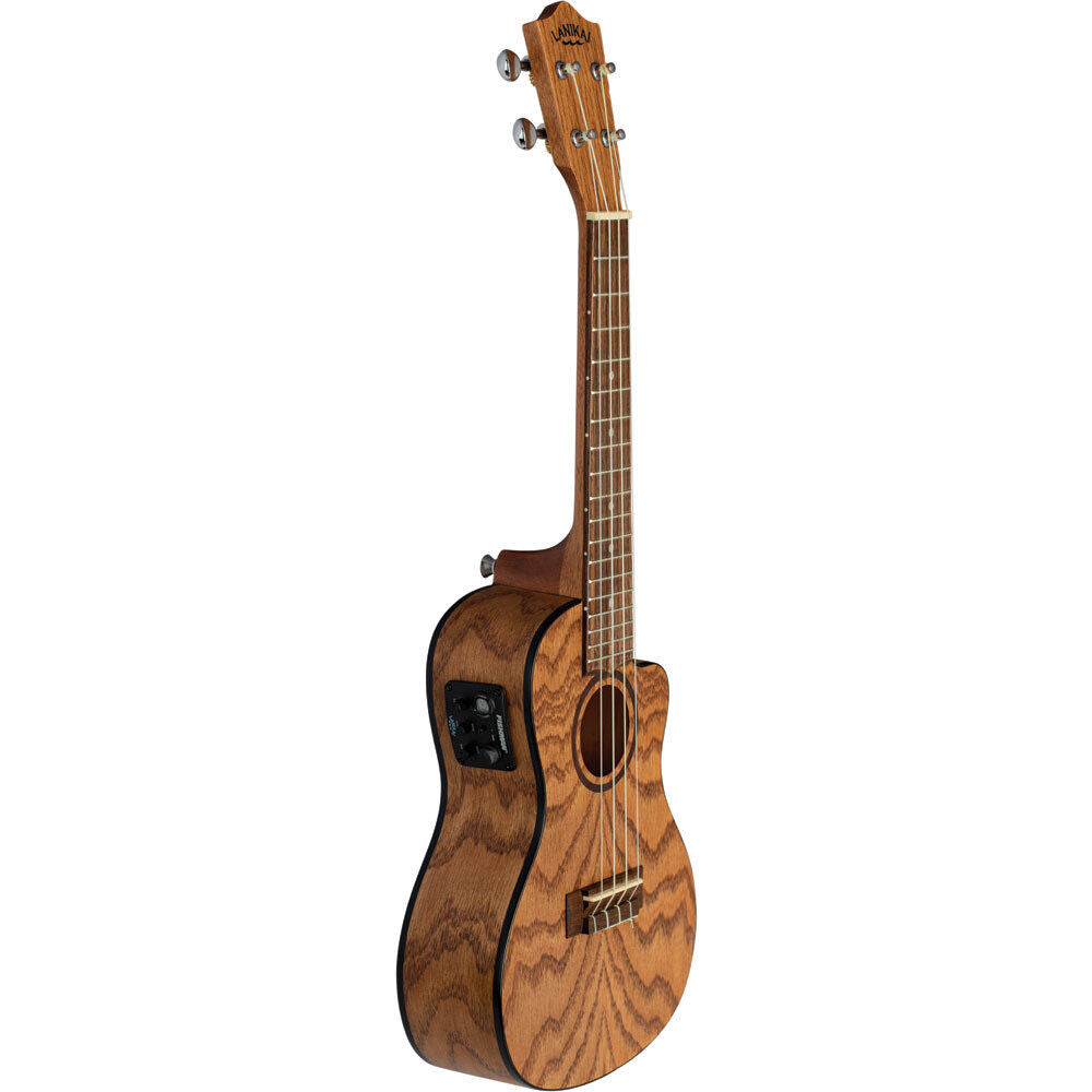Lanikai Oak Series Concert Cutaway Electric Ukulele with Fishman Kula Preamp and Tuner, Natural Satin Finish, Includes Padded Gig Bag — view 3