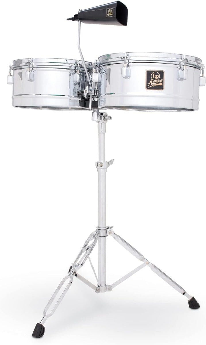 LP Aspire Series 13" & 14" Timbale Set with Stand, Cowbell, Sticks, and Drum Key — view 5