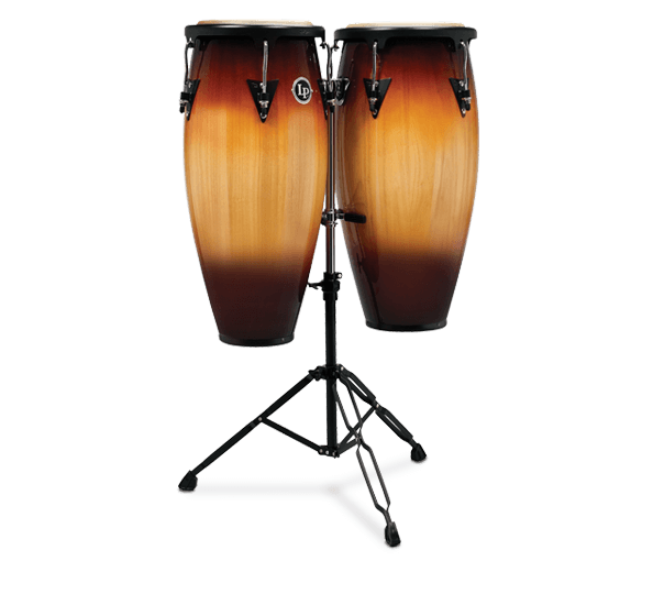 LP Aspire Wood Conga Set with Adjustable Double Stand, 10" and 11" Natural Rawhide Heads, 28" Tall, Siam Oak Shells — view 3