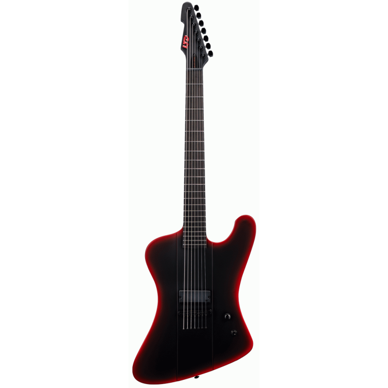 ESP LTD Phoenix 7 Black Metal Red Satin Electric Guitar, 27" Baritone Scale, Seven Strings, Extended Range for Modern Metal
