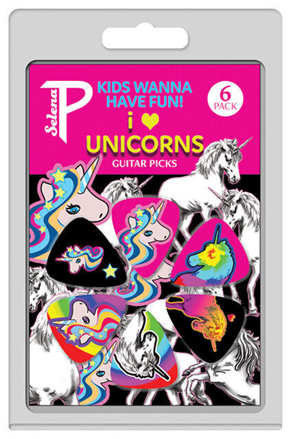 Perris 6-Pack Kids Wanna Have Fun I Love Unicorns Celluloid Guitar Picks