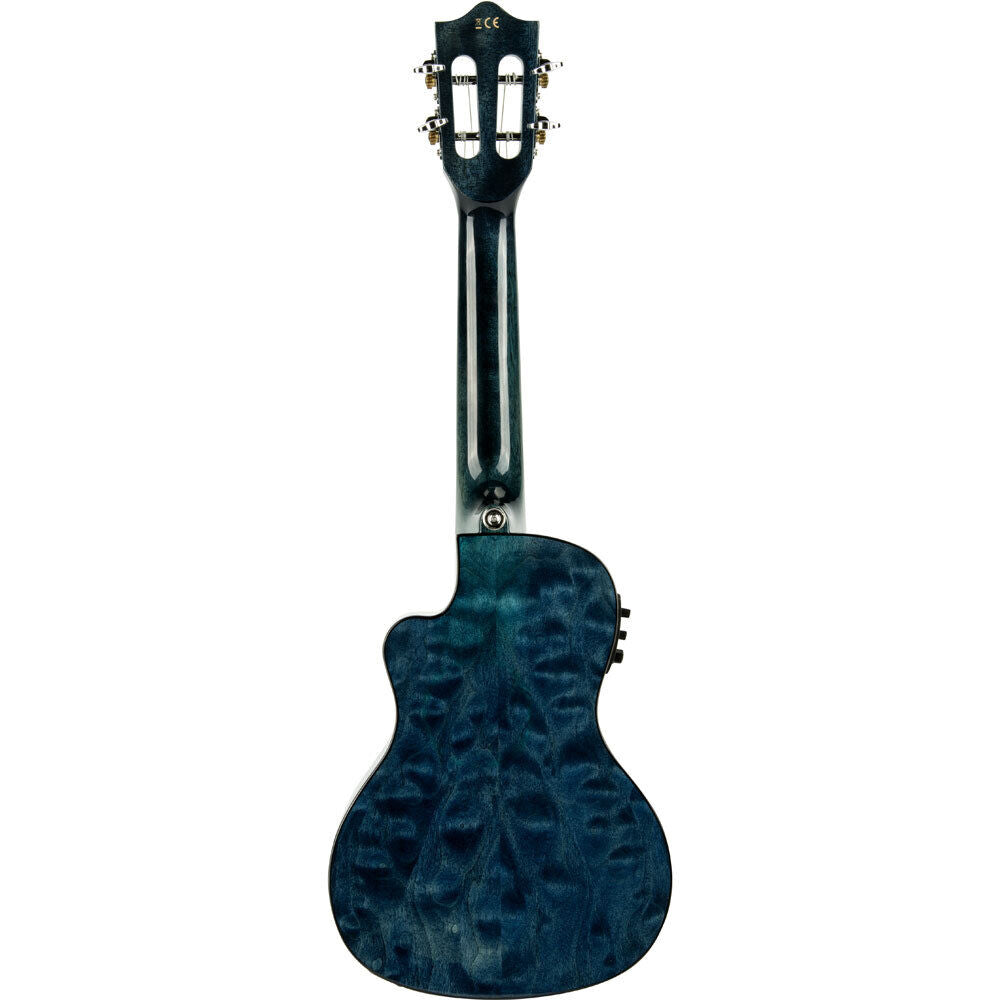 Lanikai Quilted Maple Concert AC/EL Ukulele Blue Stain Gloss Finish with Fishman Kula Preamp and Tuner, Case Included — view 3