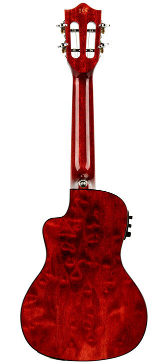Lanikai Quilted Maple Concert Ukulele Red Stain Gloss Cutaway AC/EL with Fishman Kula Preamp and Foam Case — view 2