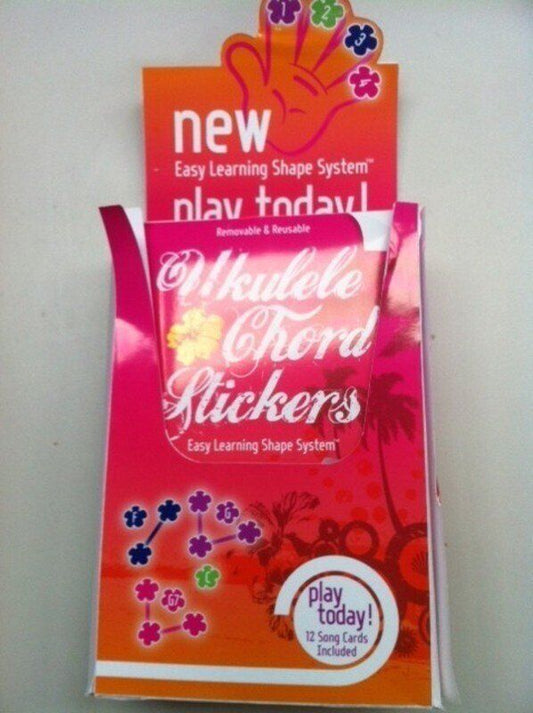 Chord Stickers for Ukulele - 12 Counter Pack with Song Cards