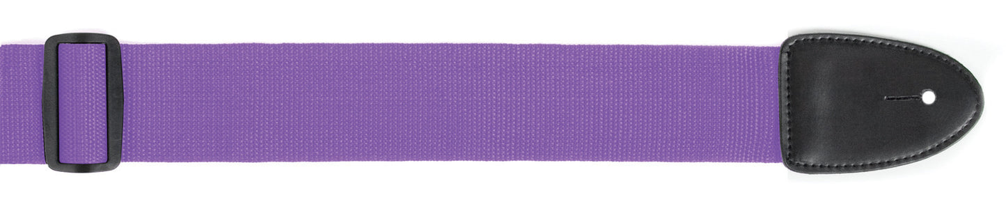 XTR Purple Guitar Strap 2 Inch Poly Web Material, Leather Ends