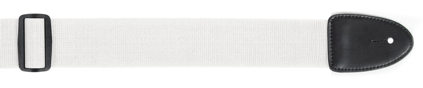 XTR White Guitar Strap 2 Inch Poly Web Material, Leather Ends