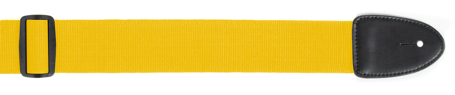 Yellow Guitar Strap Standard XTR 2 Inch Poly Web Material, Leather Ends