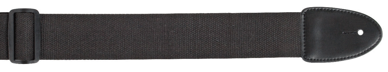 Black Guitar Strap XTR 2 Inch Cotton Web Material Stiched Leather Ends
