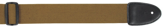 XTR Khaki Guitar Strap 2 Inch Cotton Web Material Stitched Leather Ends