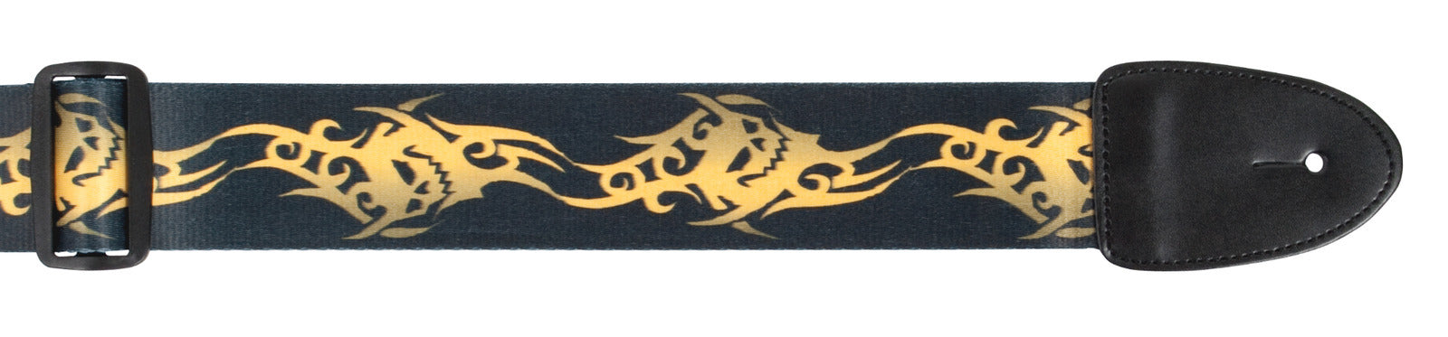 Guitar Strap Tribal Mask Design XTR 2 Inch Poly Material, Leather Ends