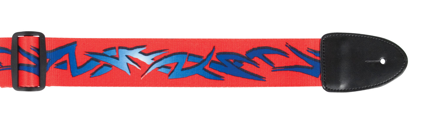 Guitar Strap Red Tribal Design XTR 2 Inch Poly Material, Leather Ends