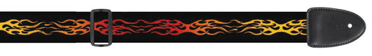 XTR Guitar Strap Flames 1 Design 2 Inch Poly Material, Leather Ends