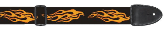 XTR Guitar Strap Flames 2 Design 2 Inch Poly Material, Leather Ends