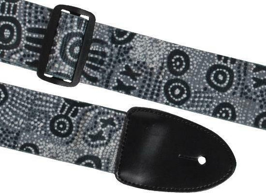 XTR Guitar Strap Dot Art Design 2 Inch Poly Cotton, Leather Ends