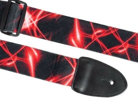 XTR Guitar Strap Red Laser Design 2 Inch Poly Cotton, Leather Ends, Cool