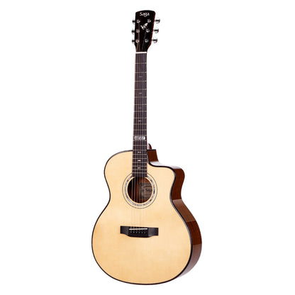 Saga LS1CE Solid Folk Cutaway Acoustic-Electric Guitar with Fishman Pickup and Gloss Finish