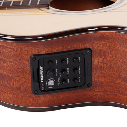 Saga LS1CE Solid Folk Cutaway Acoustic-Electric Guitar with Fishman Pickup and Gloss Finish — view 4