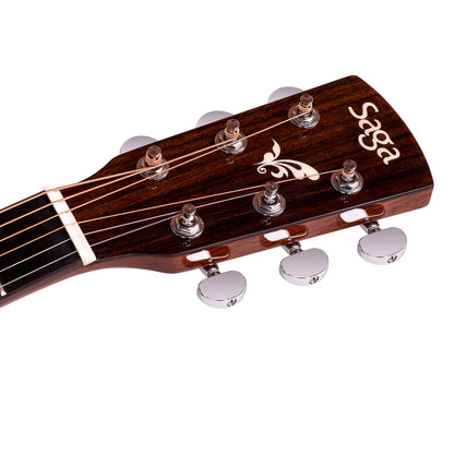 Saga LS1CE Solid Folk Cutaway Acoustic-Electric Guitar with Fishman Pickup and Gloss Finish — view 3