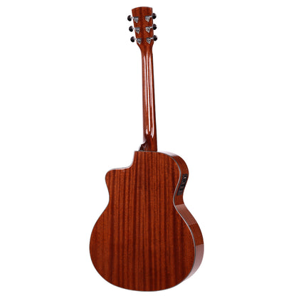 Saga LS1CE Solid Folk Cutaway Acoustic-Electric Guitar with Fishman Pickup and Gloss Finish — view 2